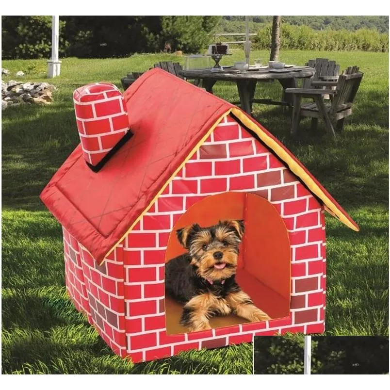 Kennels Pens Pet Dog Bed Foldable Dogs House Small Pets Beds Tent Cat Kennel Indoor Portable Trave Cushion Mat Sofa Washable Puppy Dhzty