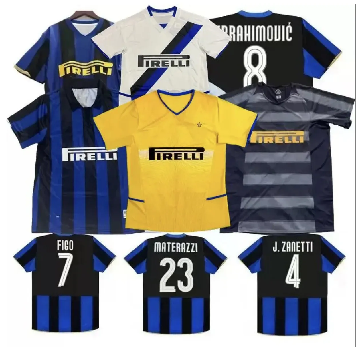 Inter Retro Soccer Jerseys 1997 98 99 2000 02 03 04 05 07 08 09 Ibrahimovic Figo Adriano Stankovic Cambiasso Crespo J.Zanetti Milans Vintage Classic Football Shirt