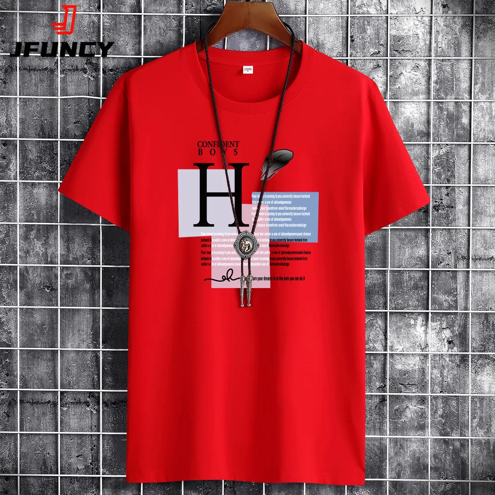 Мужские tshirts Jfuncy 2023 Летняя мужская футболка с коротким рукавом хлопковая футболка