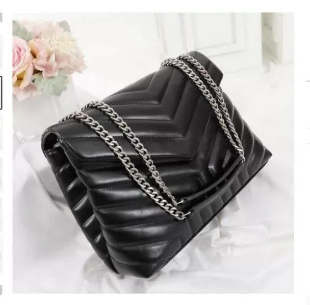 Luxurious bags Y Women Designer Black Leather Large-Capacity Chain Shoulder Bag Quilted Messenger Handbags Purse Shopping Wallets Totes flap bags Hot 2023