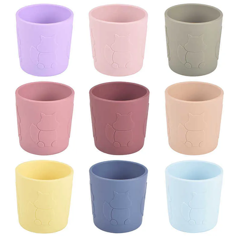 Tasses Vaisselle Ustensiles Silicone Bébé Alimentation Tasses Dessin Animé Écureuil Motif Enfants Boire Étanche Anti Brûlure Tasse Bébé Vaisselle Sans BPA AA230413