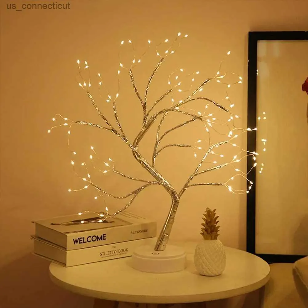 Lampade da tavolo LED Lampada USB Albero Luce notturna Lampada da tavolo a filo tattile Lampada da tavolo per la casa Festa di nozze Decorazioni per le vacanze di Natale R231114