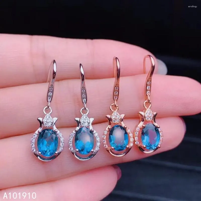 Baumelnde Ohrringe KJJEAXCMY Boutique-Schmuck 925er-Sterlingsilber mit eingelegtem natürlichem Blautopas, weibliche Modelle, luxuriös, unterstützt Erkennung, modisch