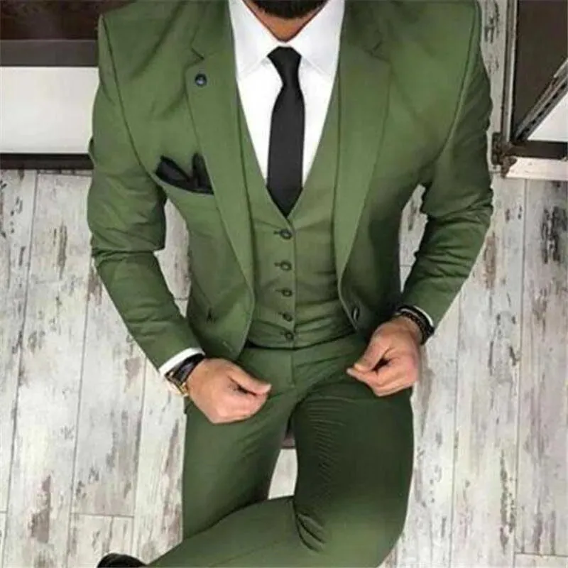 Trajes para hombres Blazers Moda Hombre Oilve Verde Azul 3 piezas Slim Fit Muesca Blazer Clásico Esmoquin Padrinos de boda para fiesta BlazervestPants 231114