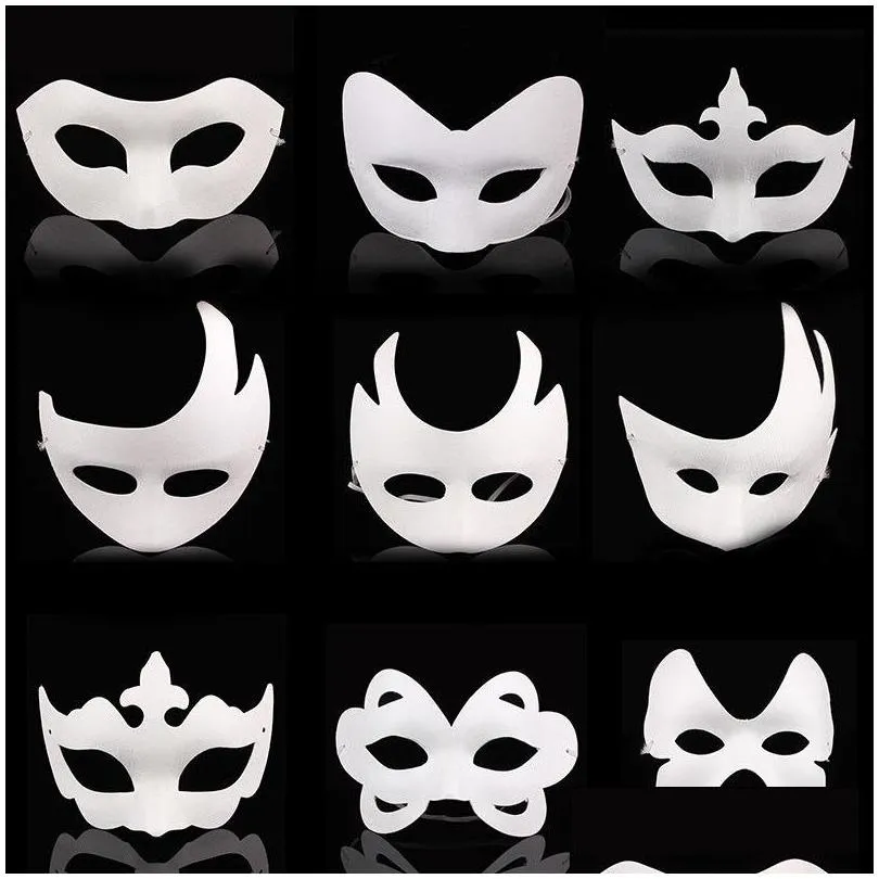 Party Masks White Omålad ansikte Vanlig/tom papper PP Mask Diy Dancing Christmas Halloween Masquerade ZA4617 Drop Delivery Home Gard Dhfel