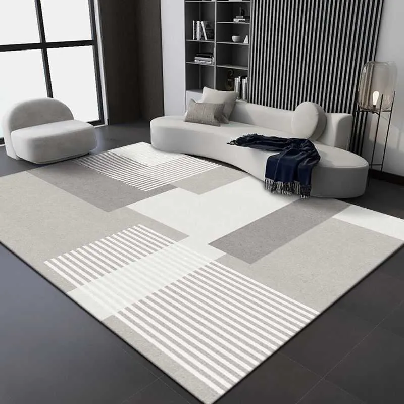 Tapis Tapis minimaliste rayé moderne de luxe léger pour salon chambre table basse canapé salon tapis décoratif tapis de porte d'entrée W0413