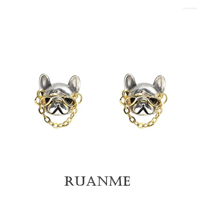 Orecchini a bottone 2023 French Sweet Romantic Women Personality Punk Animal Dog Jewelry Party Present