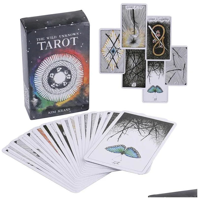 ألعاب البطاقات 220 أنماط Tarots لعبة Witch Rider Smith Waite Shadowscapes Wild Tarot Deck Board Cards with Colorf Box English الإصدار D Dhl3o