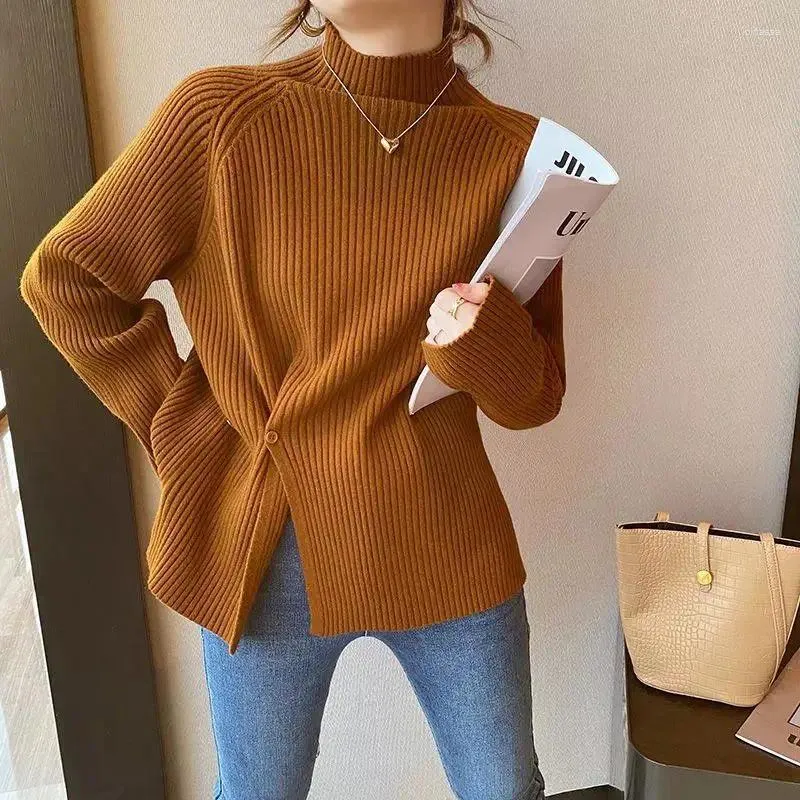 Women's Sweaters Autumn Winter Thin Interior Lapping Undercoat Irregular Korean Fashion Loose Clothing Long Sleeve Pullovers