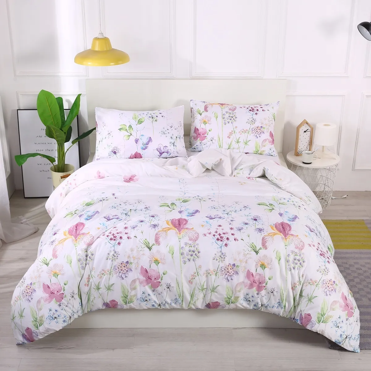 Ensembles de literie ensemble floral classique moderne housse de couette et taie d'oreiller style concis lit textile sans draps 230413