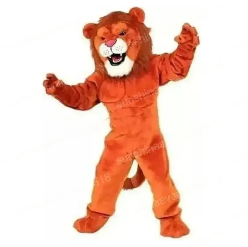 Kerst Orange Long Fur Lion Mascot Kostuum Cartoon thema Karakter Carnaval Unisex volwassenen Maat Halloween Verjaardagsfeestje Fancy Outdoor Outfit voor mannen Women