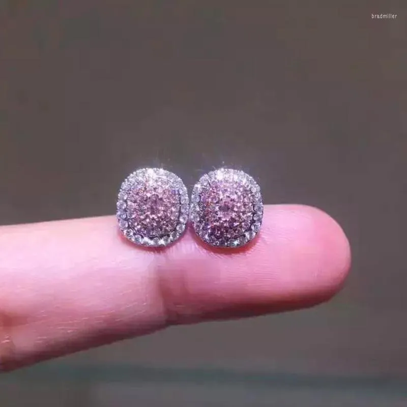 Stud Earrings Temperament Sweet Pink Cubic Zirconia Fashion Jewelry For Women Wedding Engagement Party Fancy Accessories