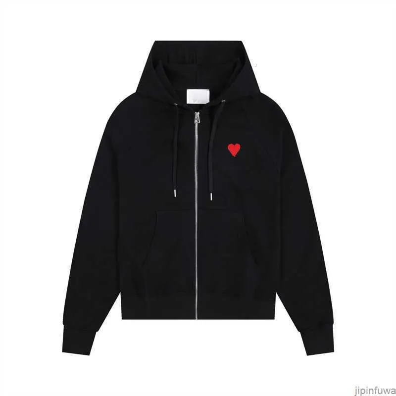 Hoodie Amis Amiparis am I Paris Hood Sweater Hooded Pull Men Mężczyzn Kobiety swobodne bluzy małe Jacquard Coeur Heart Love Wzór pełny zamek kardigan skoczek s 5mkl