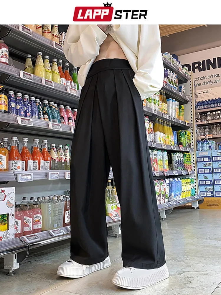 Pantalons pour hommes LAPPSTER hommes mode coréenne jambe large noir lâche décontracté Harem japonais Streetwear Joggers pantalons de survêtement 5XL 230414
