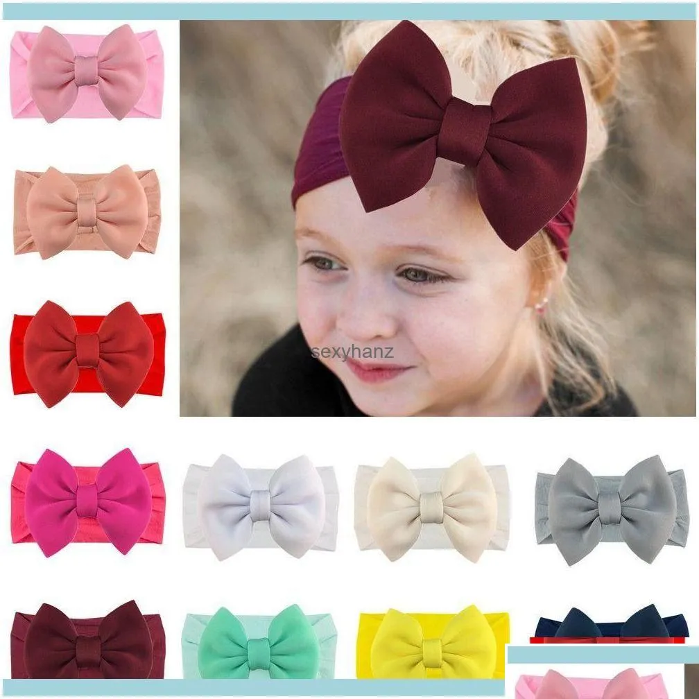 Bandeaux Bijoux Big 5,5 pouces Puff Bows pour bébés filles Knotbow Nylon Turban Bandeau Enfants Enfants Cheveux Aessories Drop Livraison Zuu5M Dhcvs