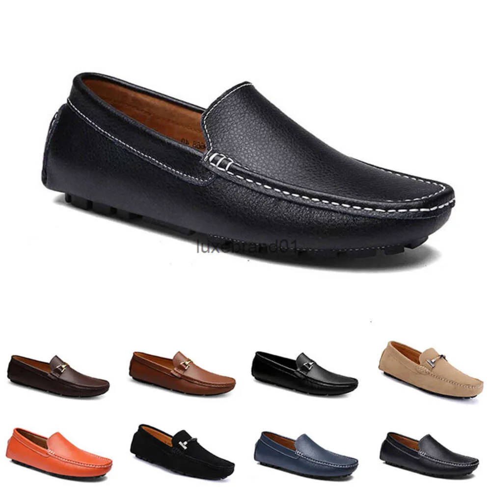 Conduite décontractée Doudou hommes chaussures en cuir respirant semelle souple lumière Tan noir marine blanc Beige Sier jaune gris chaussures Jogging marche 216