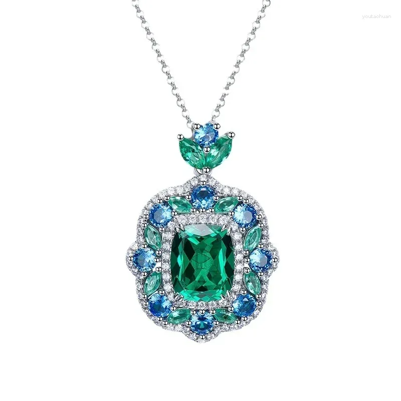 Pendentifs Printemps Qiaoer Vintage 925 argent Sterling 9 11 MM Paraiba Tourmaline pierre précieuse pendentif collier de fiançailles de mariage bijoux fins