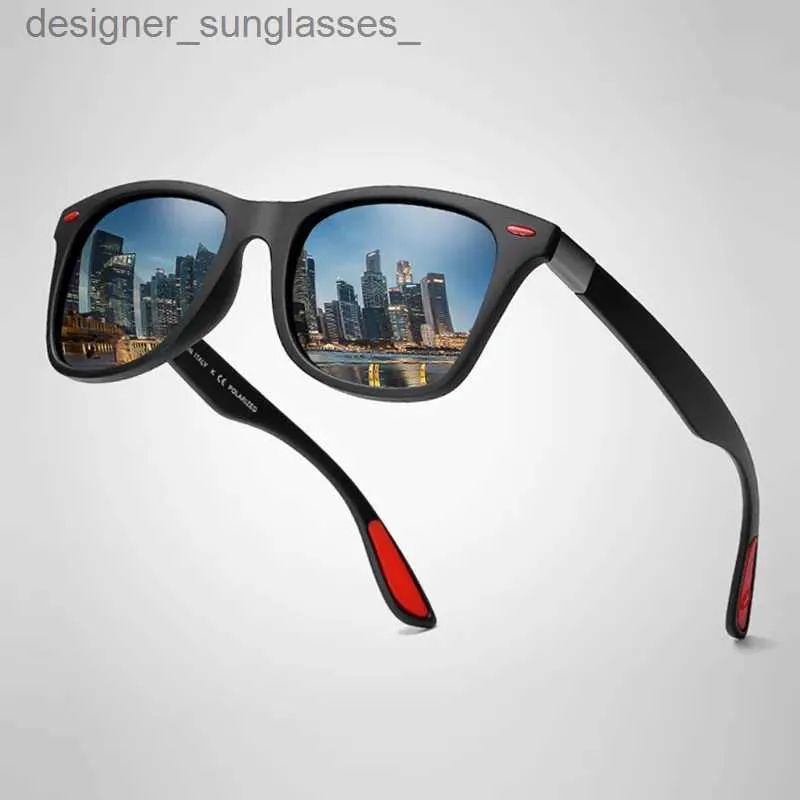 Sunglasses Hot Sale Polarized Sunglasses Men Women Classic Square Plastic Driving Sun Glasses Male Fashion Black Travelling Shades UV400L231214