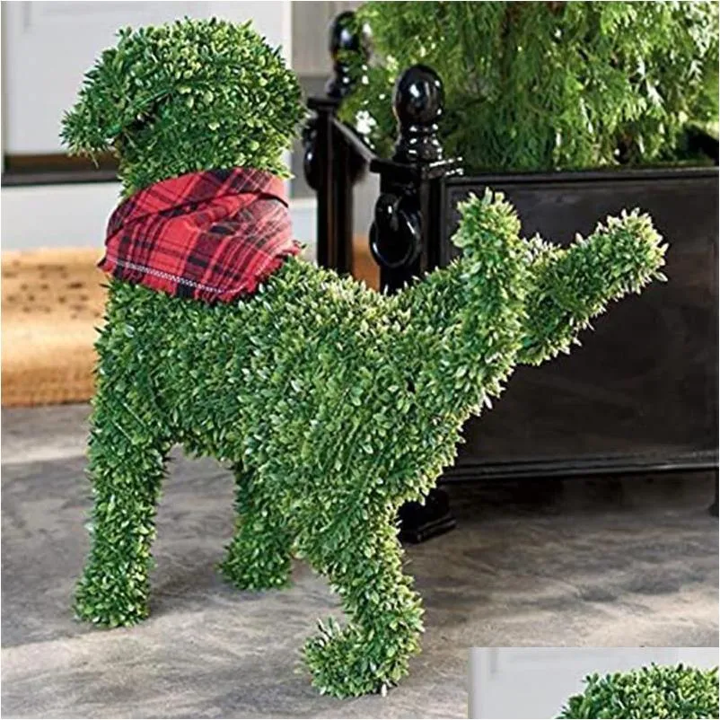 Decorações de jardim Decorações de jardim decorativas fazendo xixi cão topiaria reunindo esculturas estátua sem nunca um dedo para podar ou água p dhhdl