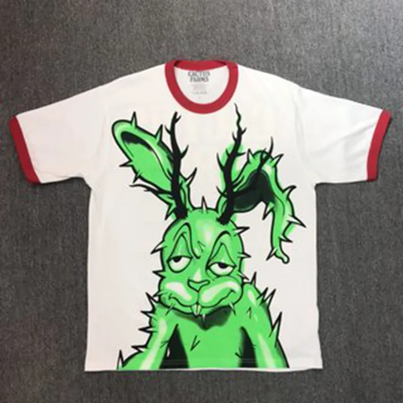 American Vintage Travis Cactus Jack Farms Green Bunny T Shirts Plus Size Men T-shirts 100% katoenen tops mannen oversized t-shirt streetwear tee korte mouwen