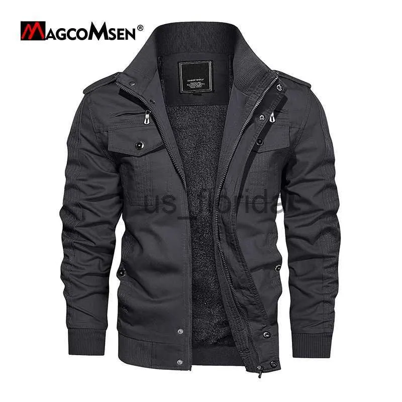 Vestes homme MAGCOMSEN vestes polaires pour hommes manteaux coupe-vent automne hiver vestes bombardier thermique multi-poches col montant veste de moto J231111