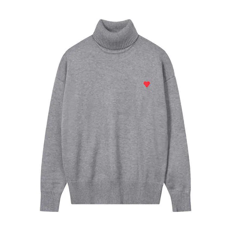 Unisex Designer Amisweater Hoher Kragen Männer Frauen Paris Mode ein Herzmuster Rollkragenpullover Strickwaren Sweatshirts Pullover Hoodie Jw3x
