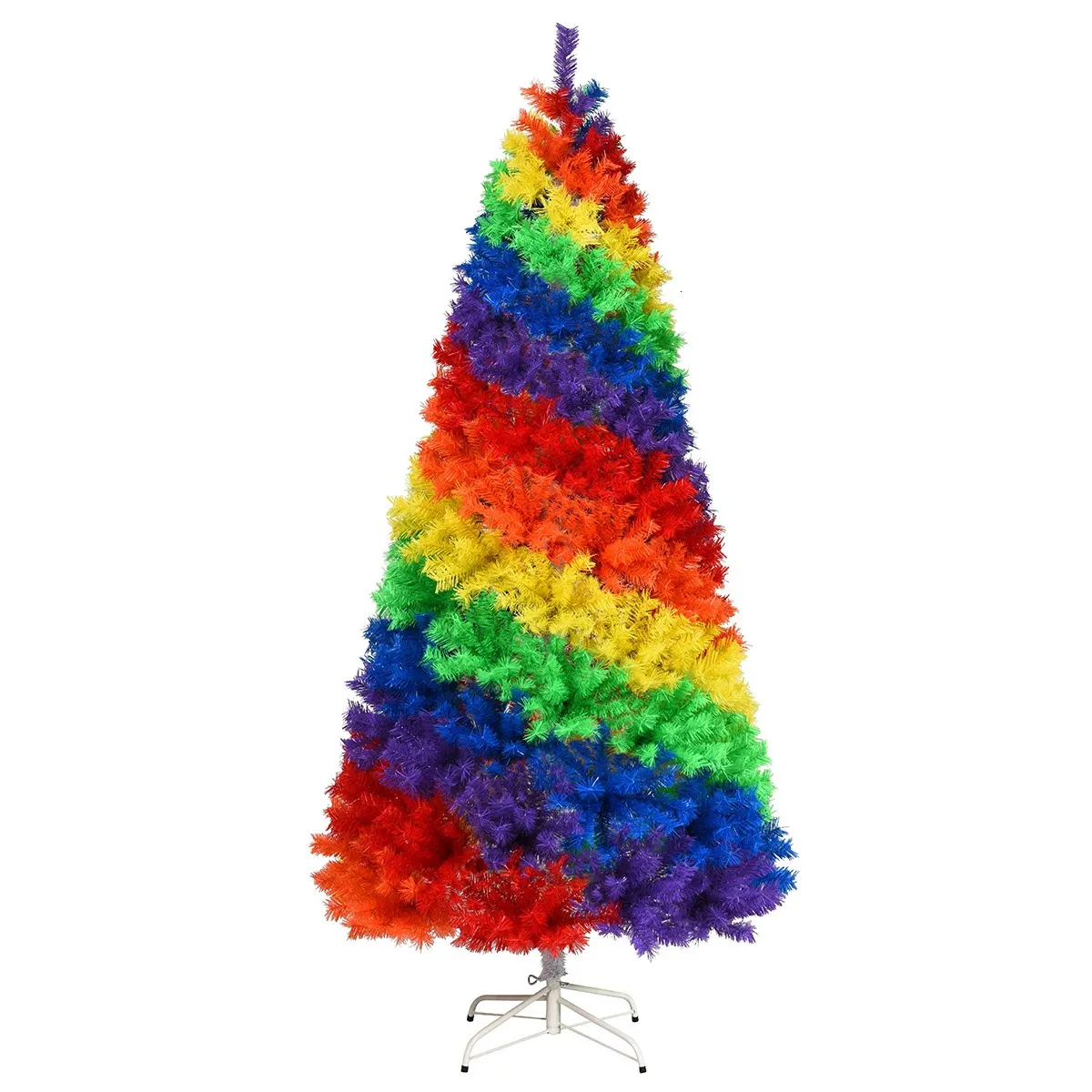 Décorations de Noël 7FT artificiel articulé coloré arc-en-ciel plein sapin avec 1213 conseils CM22830 231113