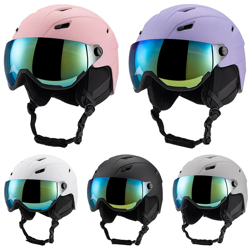 Skihelme Professioneller Snowboardhelm mit integrierter Schutzbrille, verstellbarer Outdoor-Sport-Skateboard-Motorrad-Skihelm für Männer und Frauen 231114