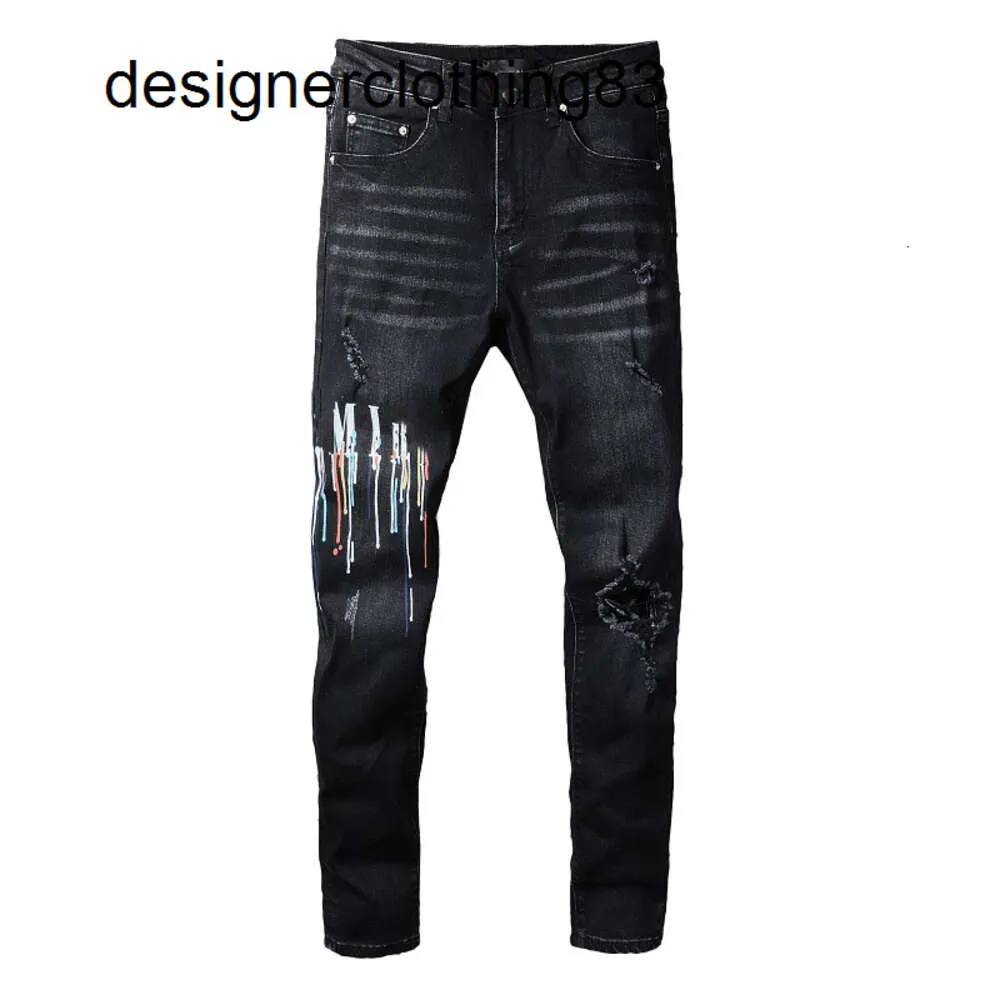 jeans firmati da uomo lettera di marca bianco nero rock revival pantaloni moda biker Pantaloni uomo pantalone Ricamo foro rotto Taglia 28-40