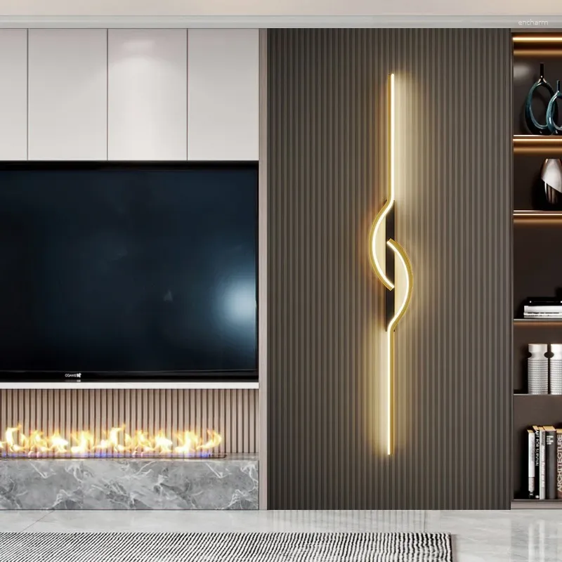 Wall Lamp Modern Long Led Decor For Living Dining Room Bedroom Bedside Lights Home Interior Black/Golden Sconces