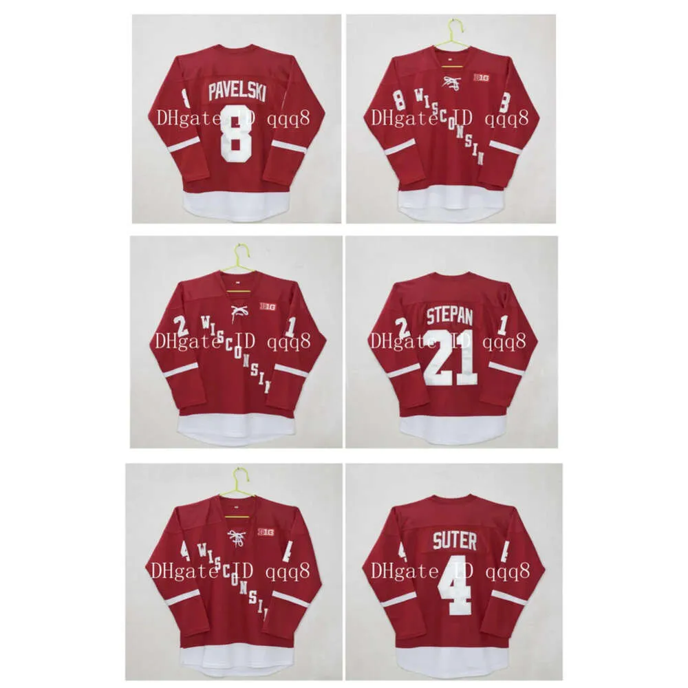 SJ Wisconsin Madison 4 Ryan Suter 8 Joe Pavelski 21 Derek Stepan Red 100 Ing Custom Hockey Jerseys