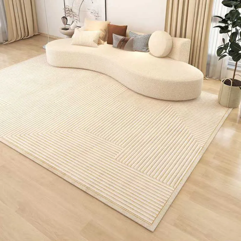 Carpets Minimalist Cream Style Carpet Large Decorative Living Room Sofa Rug Ins Light Luxury Bedroom Cloakroom Polyester Home Floor Mats W0413