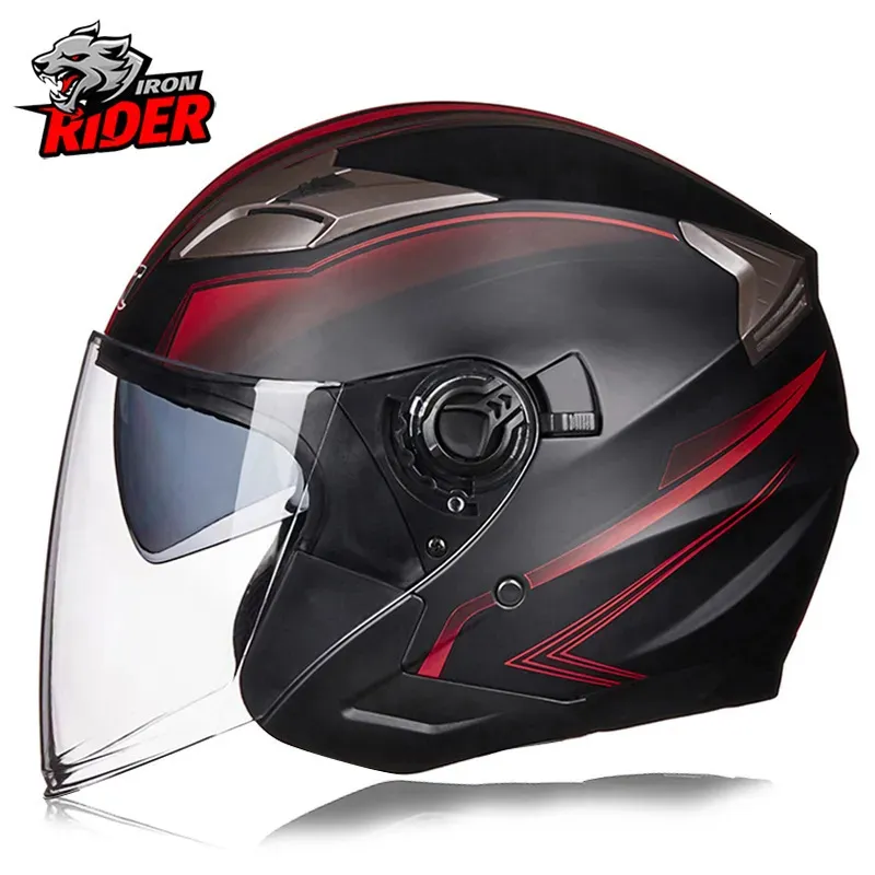 Capacetes de ciclismo Capacete de motocicleta meia face dupla lente legal casco moto quatro estações homens mulheres rua moda capacete de segurança 231113