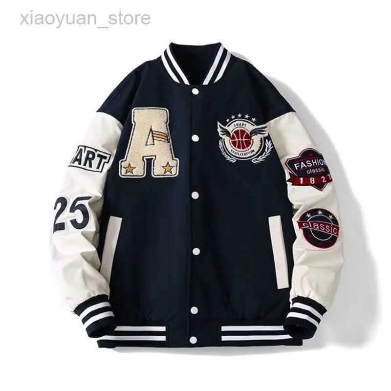 Herren Faux Herren Varsity Baseball Bomberjacke Hip Hop Harajuku Knochen Buchstabe Patchwork Lederjacken Streetwear Damen Unisex College Mäntel