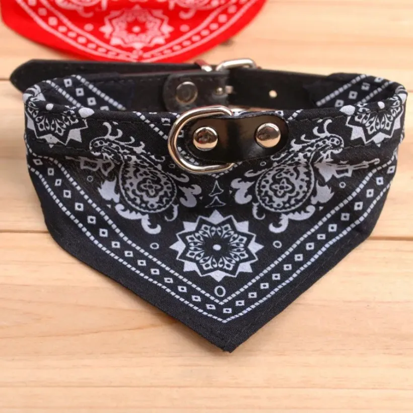 Pet Dog Collar Leather Collars Lead Adjustable Pets Cat Scarf Bandana Neckerchief Mix PU Necklace Decoration