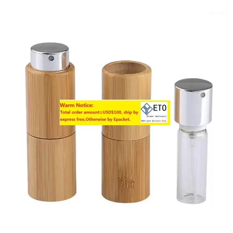 10ml Boş Dönen Bambu Sprey Parfüm Şişesi Küçük Promosyon Örneği Atomizer Tüp Yeniden doldurulabilir Konteyner1