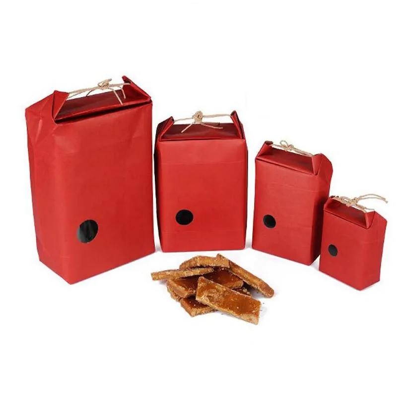 Emballage cadeau Sac d'emballage de riz en papier kraft rouge Sac en carton de thé / S Stockage des aliments Emballage debout Lx0832 Livraison directe Accueil Gard Dhmbn