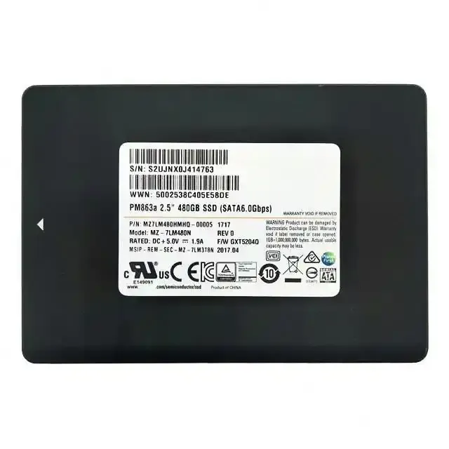 PM863A MZ-7LM480N Servidor SATA 6G Hot Swap 2,5 polegadas MLC Enterprise 480GB SSD Interno Disco rígido interno MZ7LM480HMHQ-00005