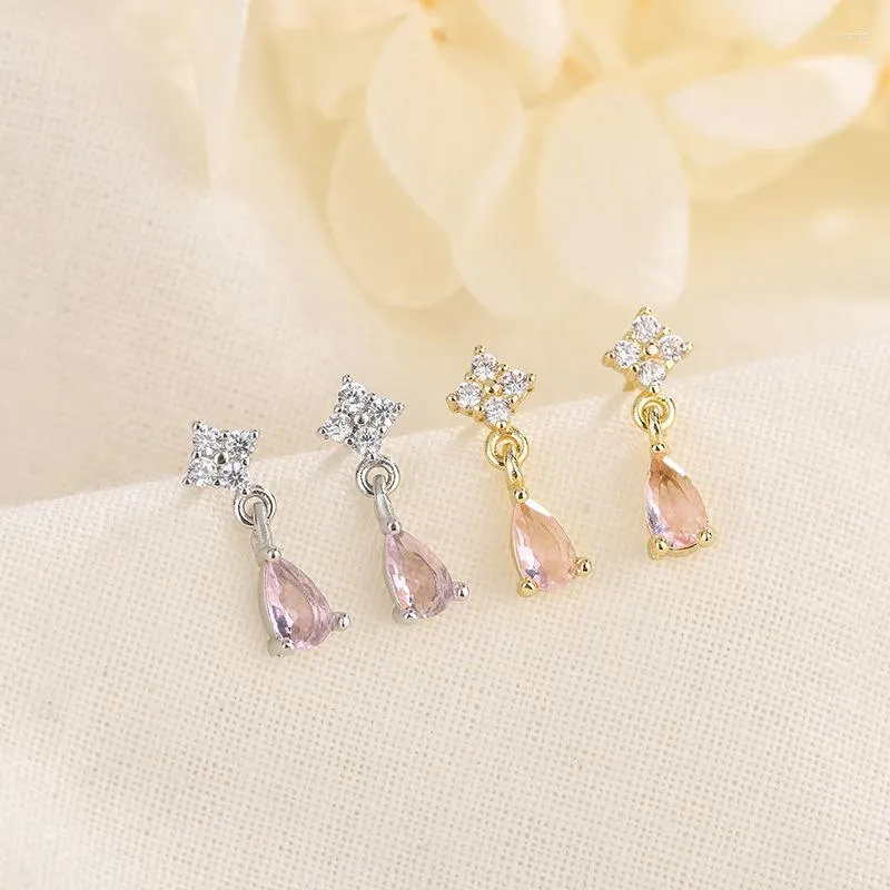 Kolczyki Dangle Korean Fashion Dropwater Drop dla kobiet Antyallergiczny Elegancki kryształowy cyrkon Pearl Ear Line Party Biżuteria