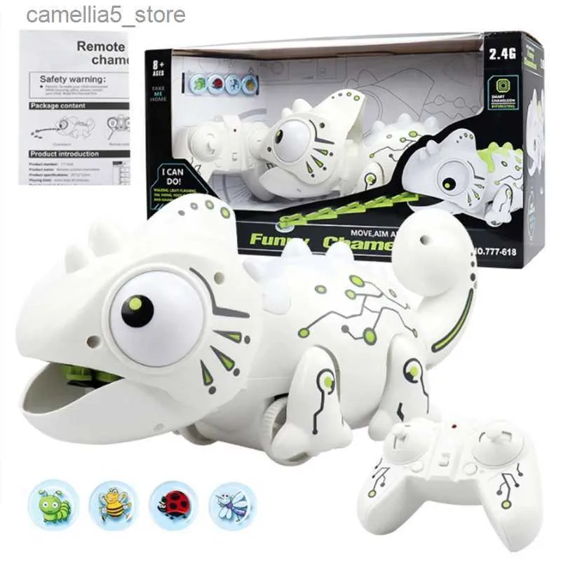 Animaux électriques/RC Kid RC caméléon jouets pour animaux de compagnie insectes marchant capture musique légère fraîche jouets électriques animaux jouets télécommandés cadeaux pour garçons fille Q231114