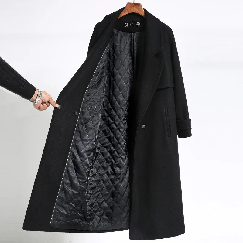Korki damskie płaszcze czarny płaszcz dla kobiet o średniej długości, dwustronna dwustronna kaszmirowa jesień i zima gęstość wełny 231113