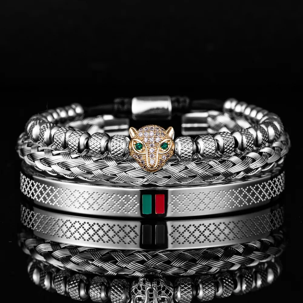 Luxury Braided Bracelet for Men: Pave CZ Leopard Head