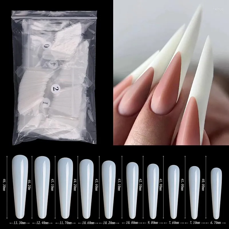 Falska naglar 300 st/väska med Rhomboid Tips Olika storlek Fullt omslag Nail Press på Nature Transparent Fake