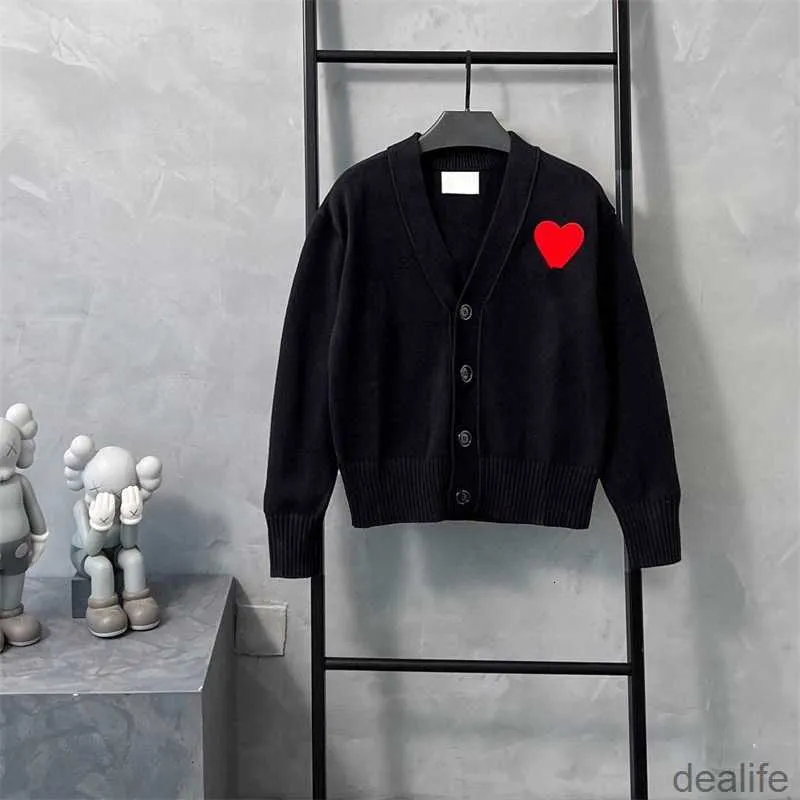 Amis Amisweater Paris Cardigan Suéter Hombres Mujeres Jersey Am i France Diseñador Bordado Corazón Amor Coeur Sudor Punto Jumper Sudaderas Amiparis JLRF