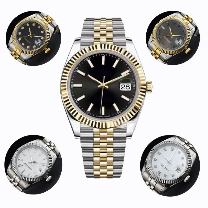 Automatiskt urverk 36/41MM Herr Mekanik Klockor Full Rostfritt stål super Lysande 28/31MM quartz Damklocka Par Stil Klassisk klänning Armbandsur montre