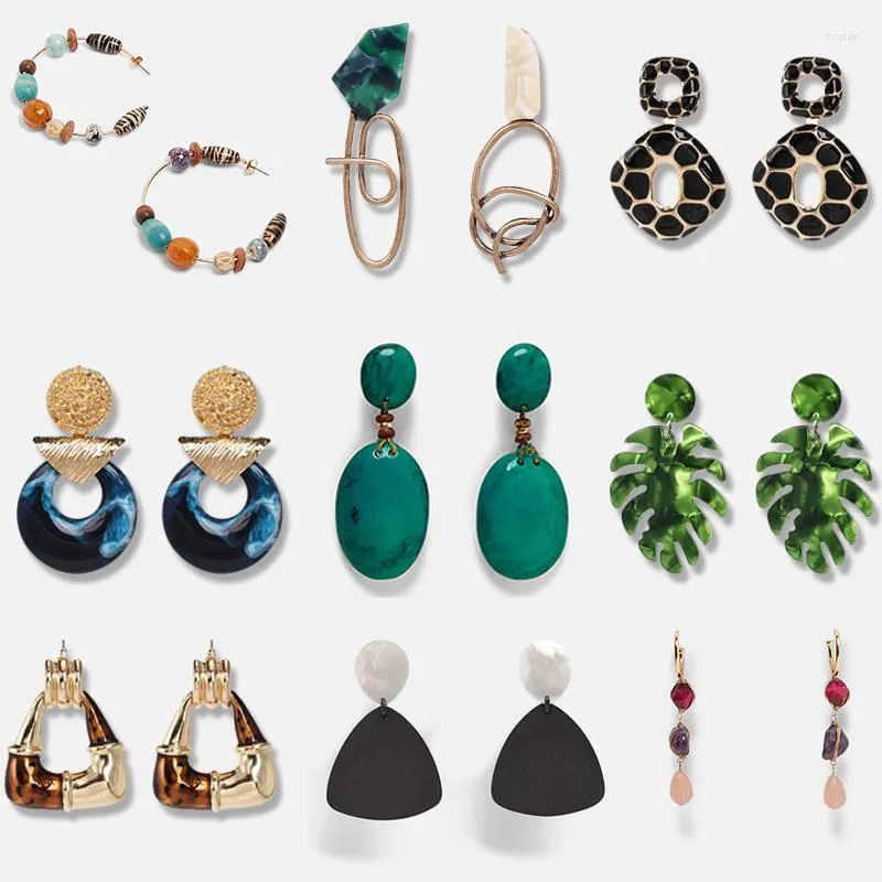 Dangle Earrings Wholesale JUJIA Bohemain Acrylic Drop Jewelry For Women Metal Resin Statement Party Bijoux