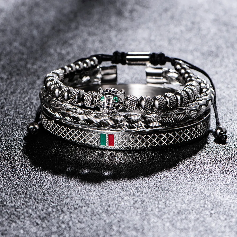 Luxury Braided Bracelet for Men: Pave CZ Leopard Head