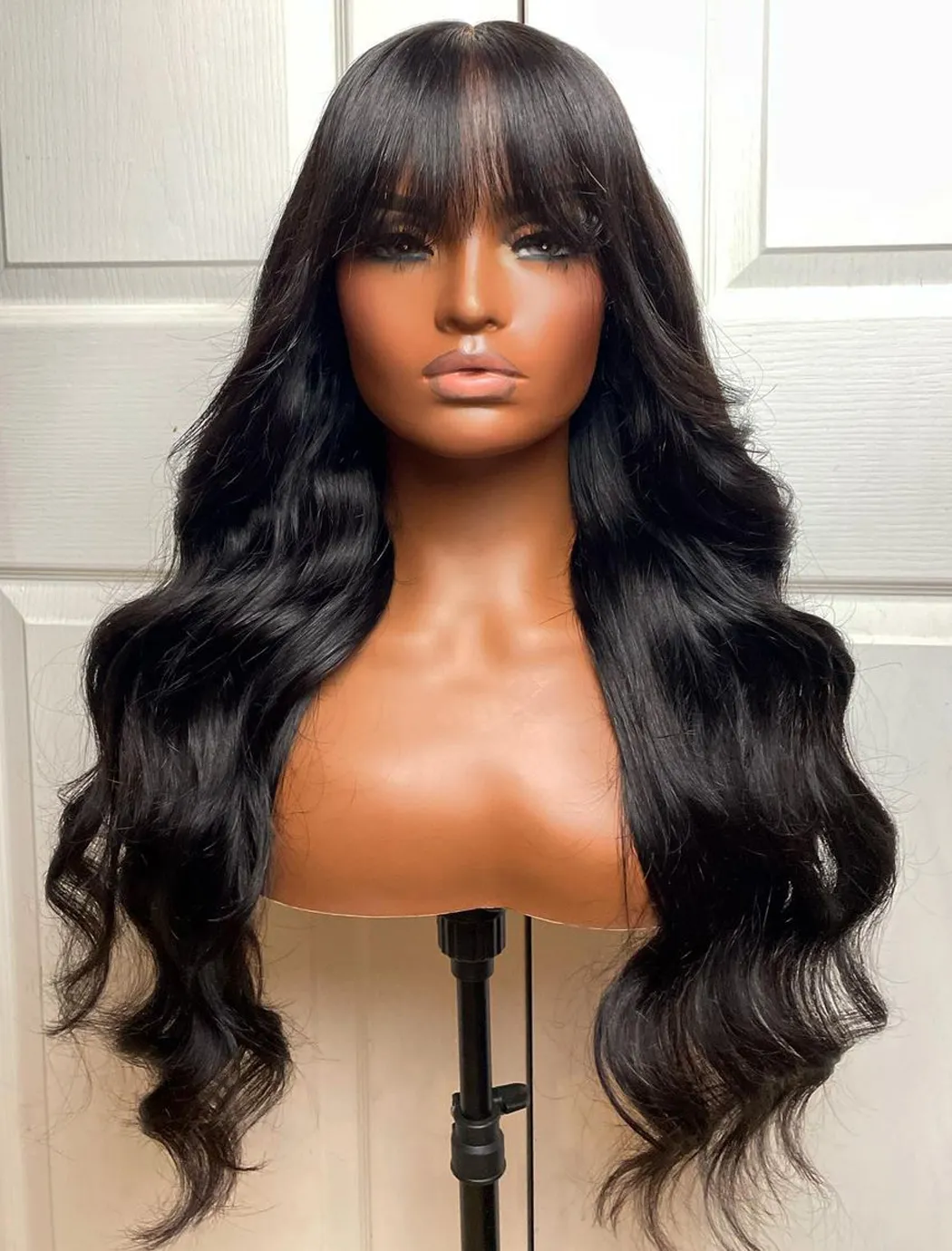 180 200 Density Brazilian Body Wave Fringe Wig Hair Simulaiton