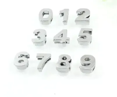 Charms Wholesale 100pcs/lot 8mm 0 - 9 plain chrome number slide charm fit for 8mm key chains wristband 231113