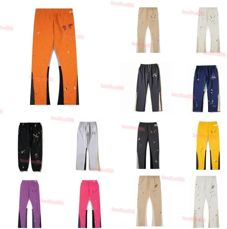 Мужские джинсы Брюки Галереи Спортивные брюки Крапчатые с буквенным принтом Мужские женские пары Свободные универсальные повседневные брюки Прямые брюки с граффити Оранжево-серый y6